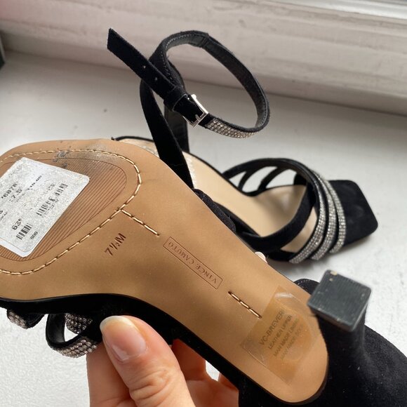 Vince Camuto Brevern Black Rhinestone Sandals 7.5 - Picture 6 of 11